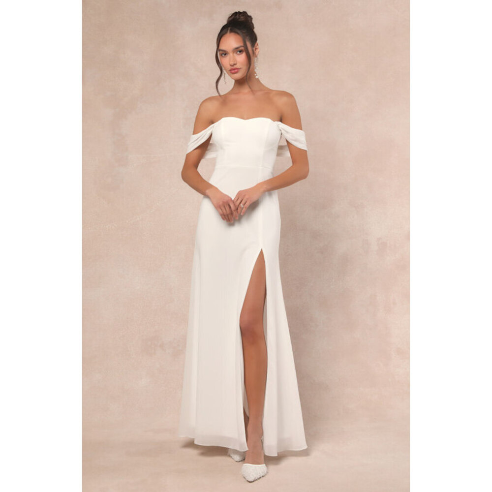 Lulus White Off-the-shoulder Maxi Dress - Size M. Brand New. Never worn.